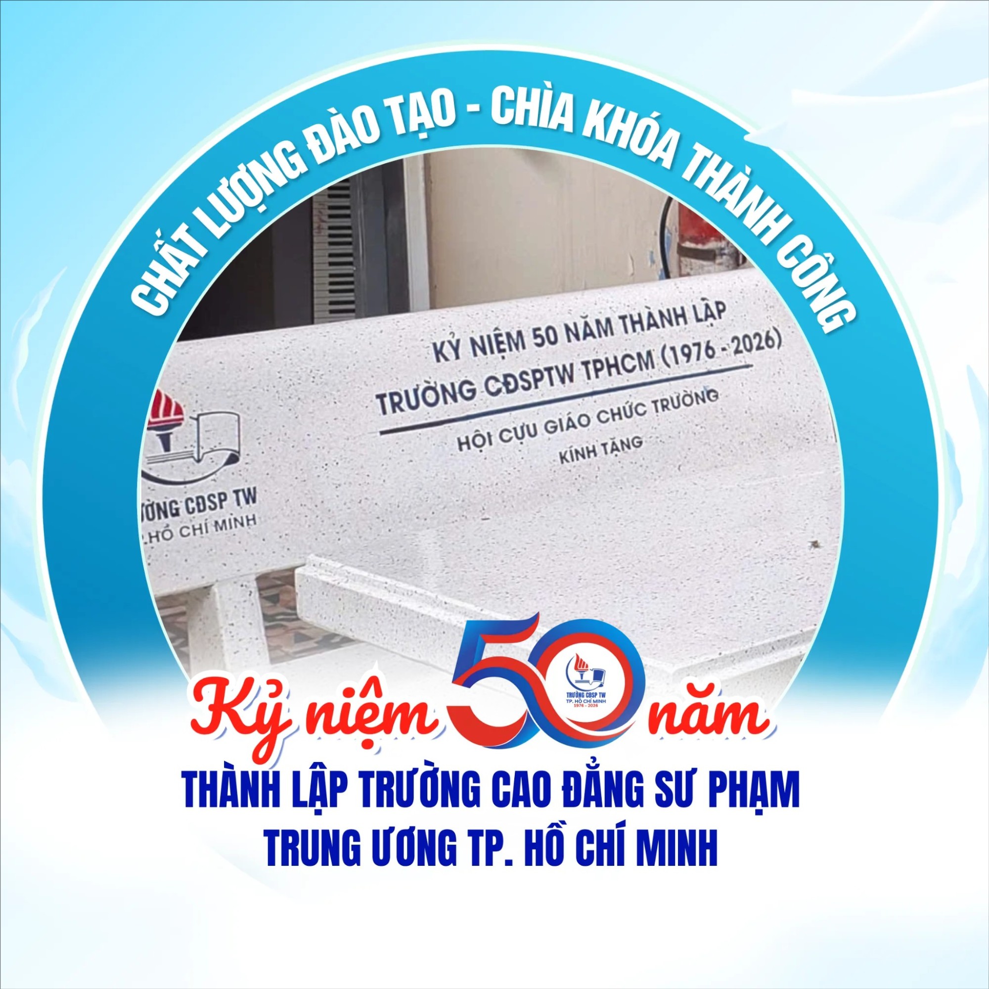 Công trình "Ghế đá sân trường - Dấu ấn 50 năm" chào mừng kỷ niệm 50 năm thành lập Trường Cao đẳng Sư phạm Trung ương Thành phố Hồ Chí Minh